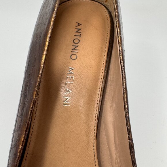 Antonio Melani Womens Metallic Bronze Embossed Leather Heel Pump Size 7.5 - Picture 7 of 12